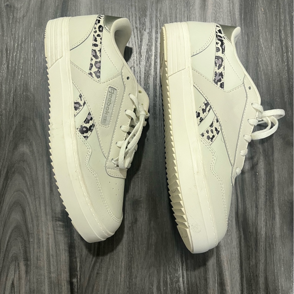 Reebok Women's White Sneakers with Leopard Print
